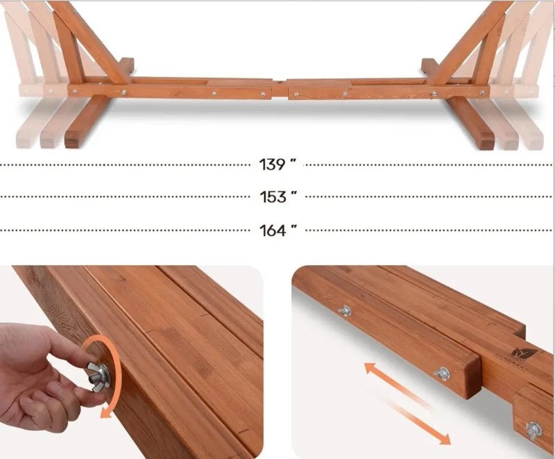 Double Quick-Dry Hammock with Adjustable Wooden Stand - 450 lbs Capacity for Outdoor Relaxation - Image 3