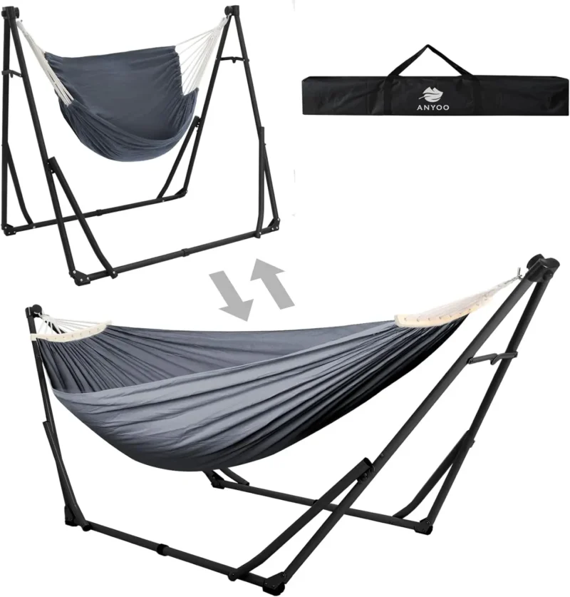 Portable 2-in-1 Convertible Hammock with Steel Stand - 440 lbs Capacity for Indoor & Outdoor - Image 8