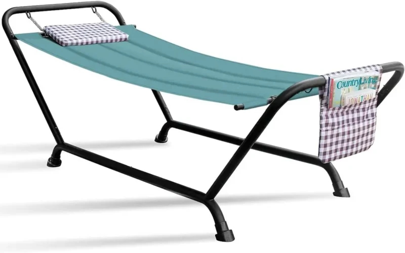 Double Cotton Hammock with Steel Stand - 500 lbs Capacity for Backyard & Patio - Image 8