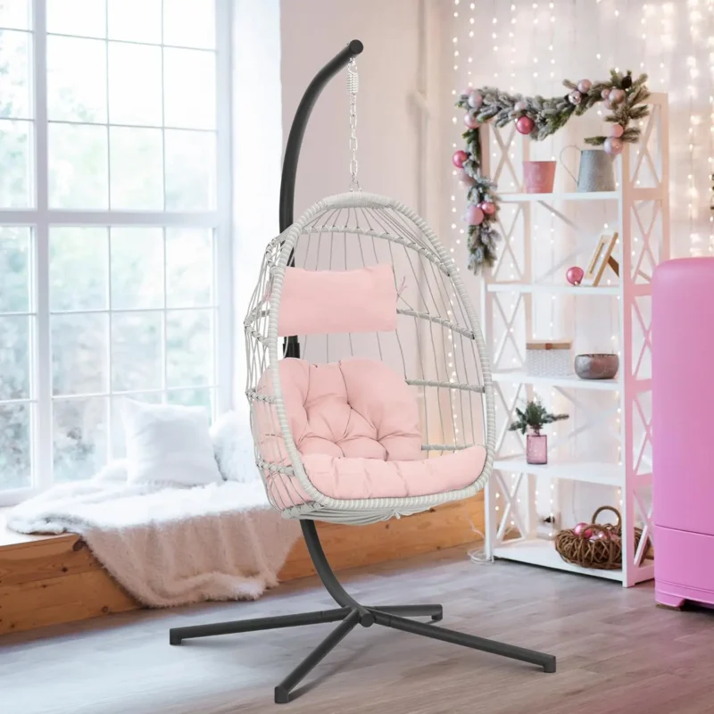 Hanging Egg Chair with Aluminum Frame - 370 lbs Capacity for Indoor & Outdoor Patio - Image 12