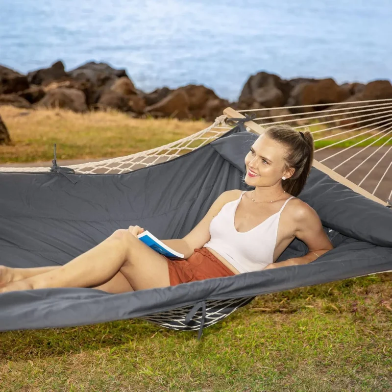 Double Outdoor Hammock with Steel Stand - 450 lbs Capacity for Patio & Garden - Image 2