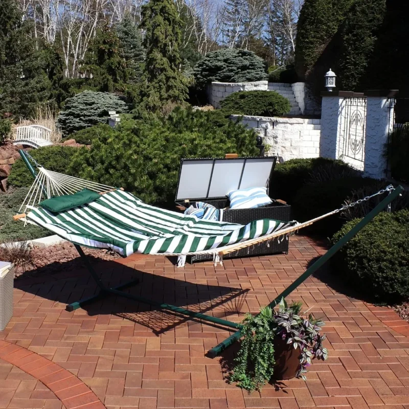 Polyester Rope Hammock with Steel Stand - 275 lbs Capacity for Backyard & Patio - Image 5