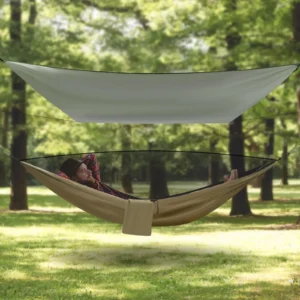 Portable Camping Hammock with Mosquito Net & Sunshade - Waterproof 2-in-1 Design for Outdoor Adventures