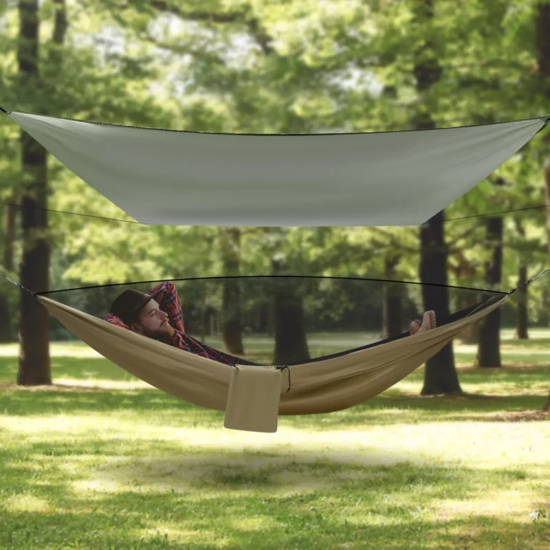Portable Camping Hammock with Mosquito Net & Sunshade - Waterproof 2-in-1 Design for Outdoor Adventures