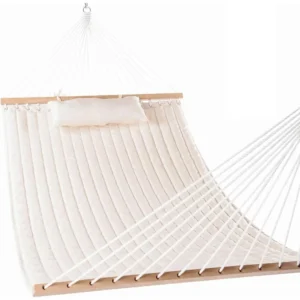 Double Quilted Fabric Hammock with Spreader Bars - 450 lbs Capacity for Backyard & Patio