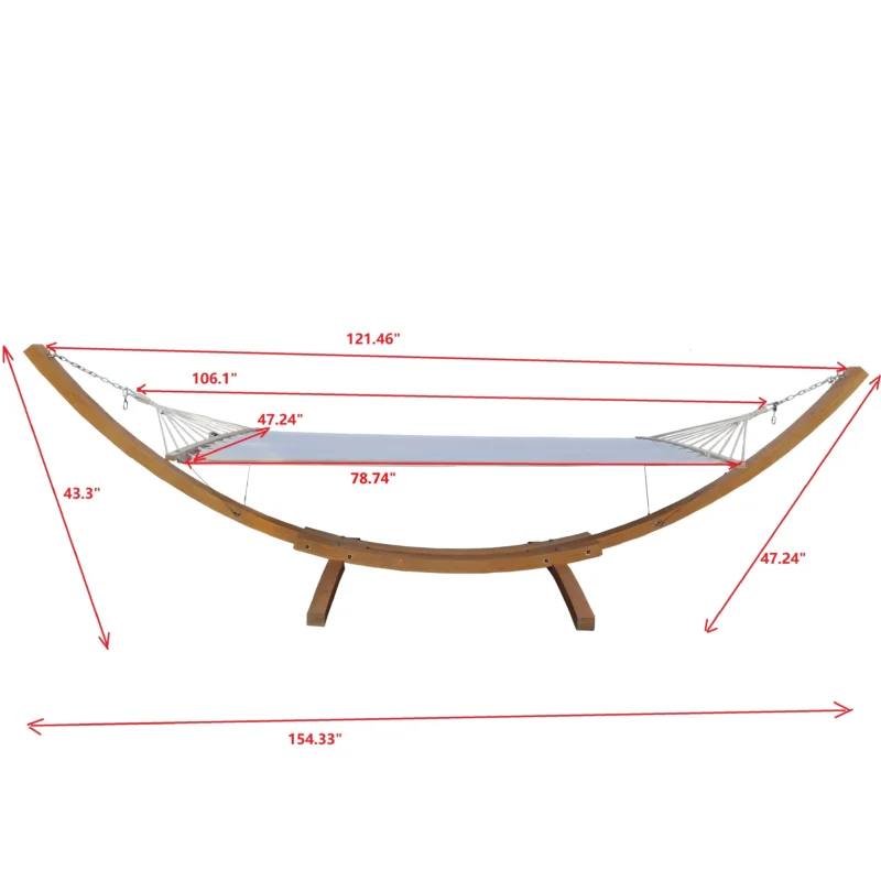 Portable Single Fabric Hammock with Stand - 265 lbs Capacity for Patio & Garden - Image 2