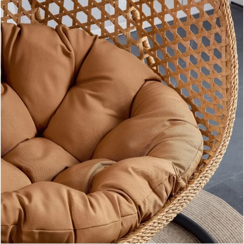 Outdoor Rattan Hanging Egg Chair with Metal Stand - 65 lbs Capacity for Garden & Patio - Image 5