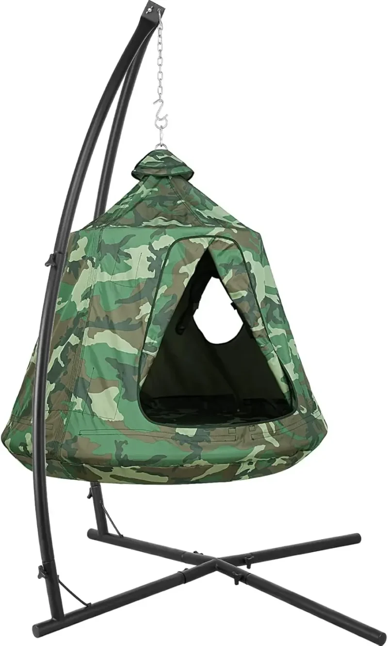 X-Shaped Hanging Egg Chair with Canopy Stand - 330 lbs Capacity for Indoor & Outdoor - Image 7