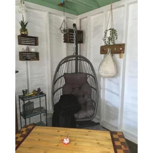 Hanging Egg Chair with Wicker Basket - 350 lbs Capacity for Indoor & Outdoor Use