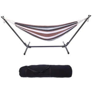 Double Polyester Hammock with Steel Stand - 450 lbs Capacity for Backyard & Patio