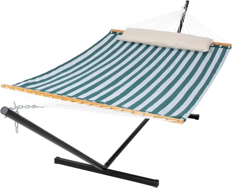Double Textilene Hammock with Steel Stand - 450 lbs Capacity for Garden & Poolside - Image 7