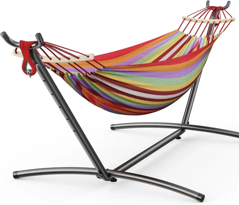 Double Hammock with Steel Stand - 600 lbs Capacity for Indoor & Outdoor Use - Image 9