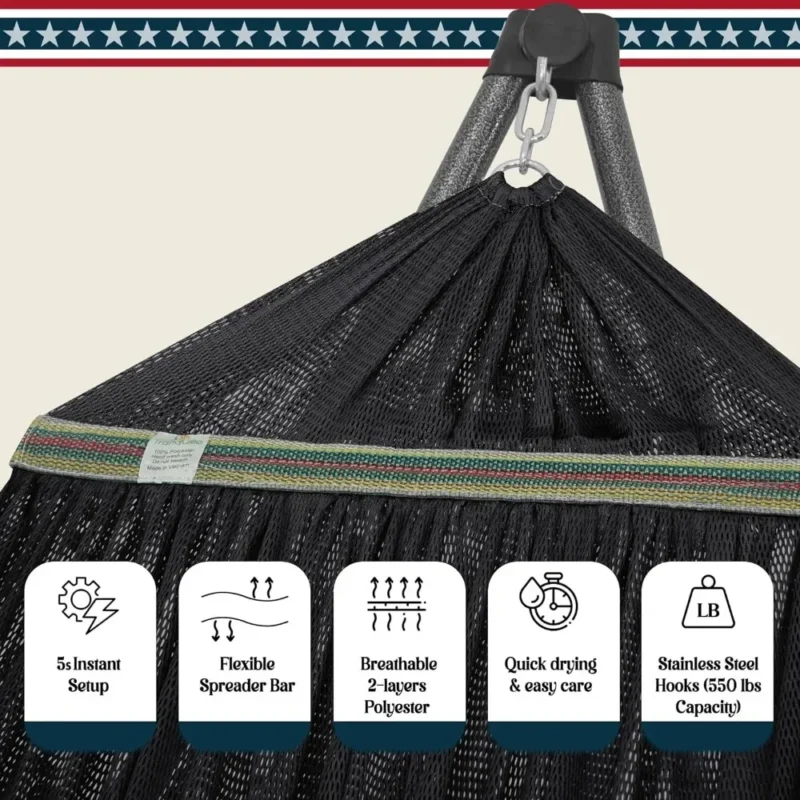 Foldable Steel Hammock with Stand - 550 lbs Capacity for Backyard & Camping - Image 6