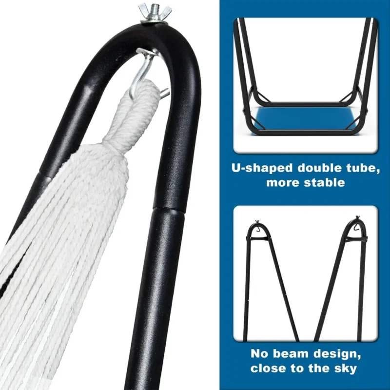 U-Shaped Hammock Chair with Metal Stand - 350 lbs Capacity for Indoor & Outdoor Relaxation - Image 2