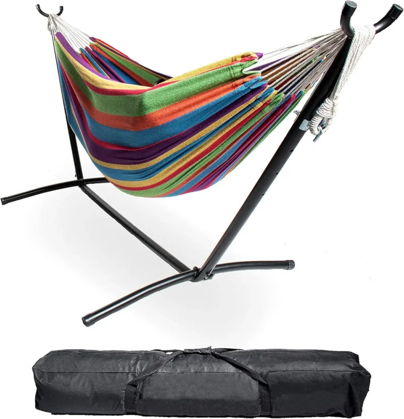 Portable Double Hammock with Steel Stand - 450 lbs Capacity for Backyard & Patio - Image 9