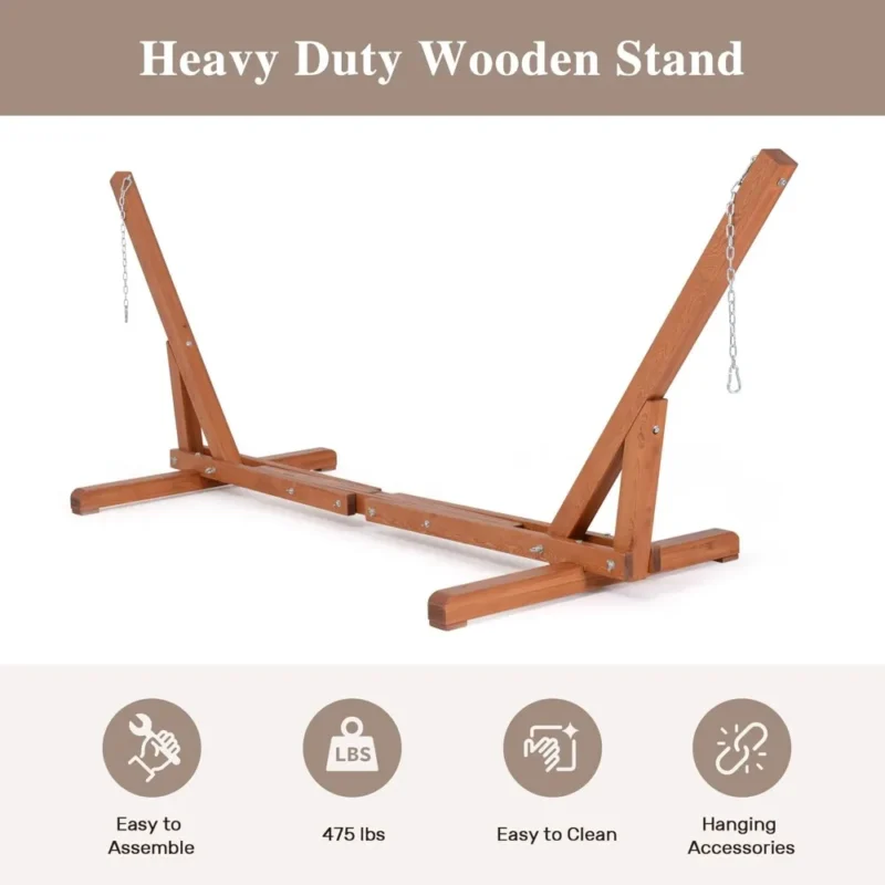 Adjustable Larch Wood Hammock Stand 12-14 ft - 475 lbs Capacity for Outdoor Relaxation - Image 5