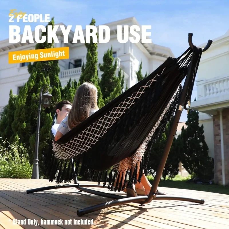 Heavy-Duty Steel Hammock Stand with Adjustable Hooks - 550 lbs Capacity for Backyard & Patio - Image 2