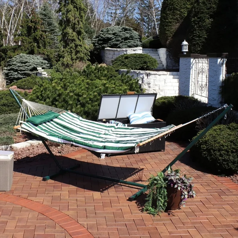 Polyester Rope Hammock with Steel Stand - 275 lbs Capacity for Backyard & Patio - Image 4
