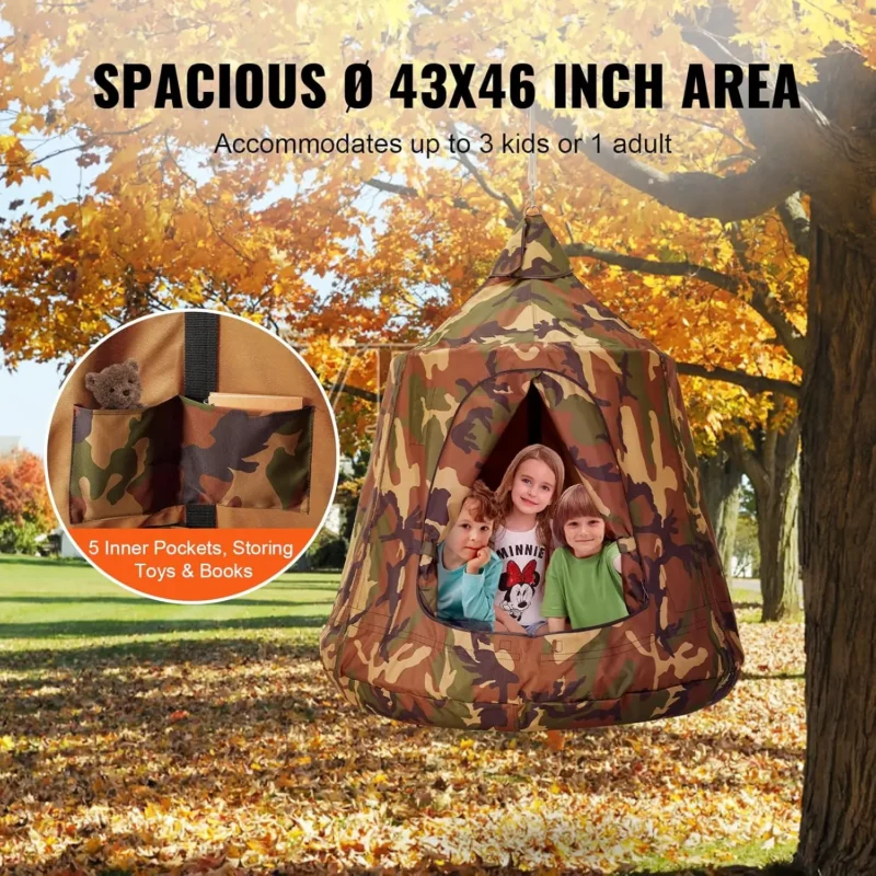 Hanging Tree Tent Swing with LED Lights - 330 lbs Capacity for Indoor & Outdoor Use - Image 4