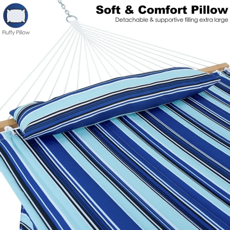 Double Quilted Hammock with Spreader Bars - 475 lbs Capacity for Outdoor Relaxation - Image 4