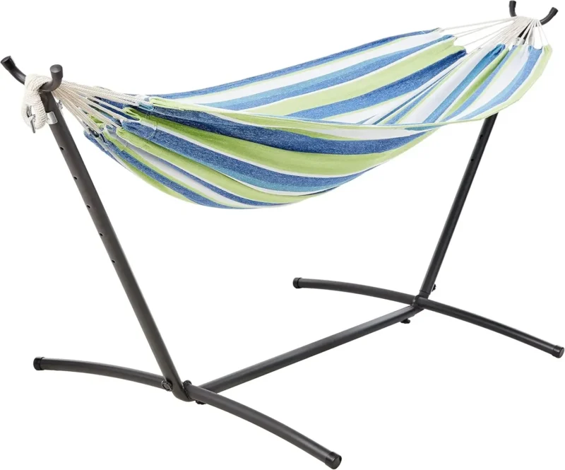 Double Fabric Hammock with Space-Saving Steel Stand - 450 lbs Capacity for Patio & Backyard - Image 8