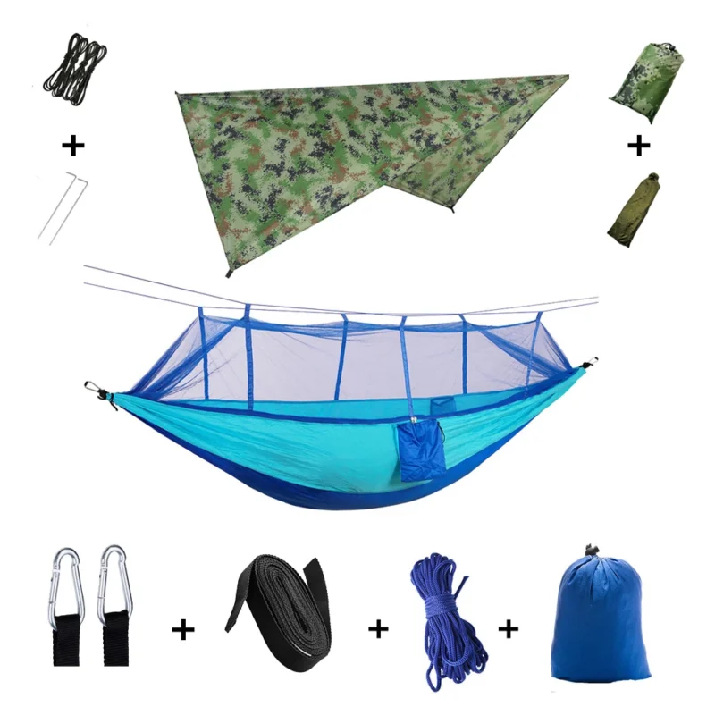 Two-Person Camping Hammock with Mosquito Net and Rain Cover - 440 lbs Capacity for Outdoor Adventures - Image 12