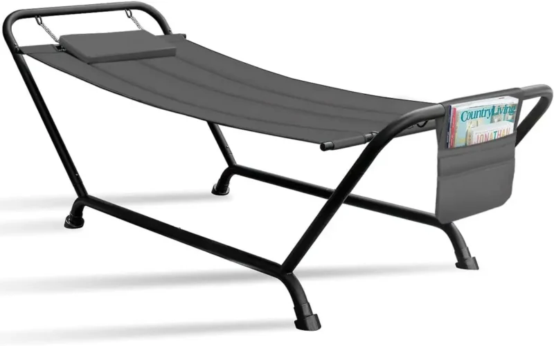 Double Cotton Hammock with Steel Stand - 500 lbs Capacity for Backyard & Patio - Image 7