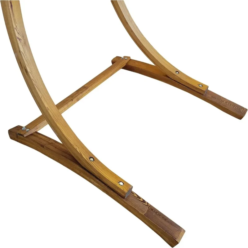 7 ft Wooden Hammock Chair Stand with Teak Finish - 265 lbs Capacity for Indoor & Outdoor Use - Image 5