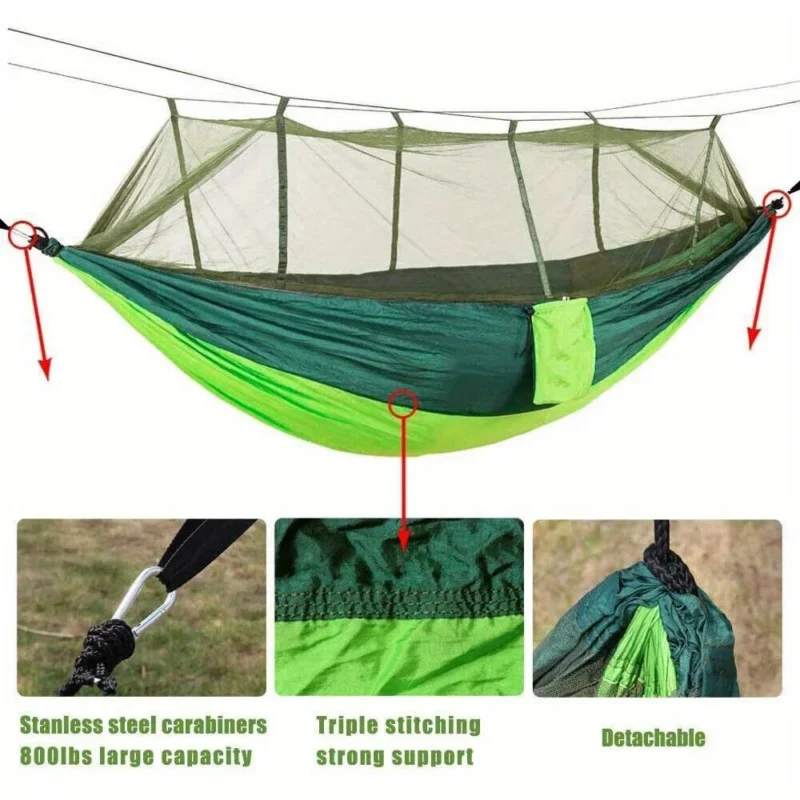 Double Camping Hammock with Mosquito Net - 660 lbs Capacity for Outdoor Adventures - Image 5