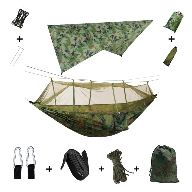 Two-Person Camping Hammock with Mosquito Net and Rain Cover - 440 lbs Capacity for Outdoor Adventures - Image 24