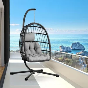 Hanging Egg Chair with Steel Stand - 300 lbs Capacity for Indoor & Outdoor