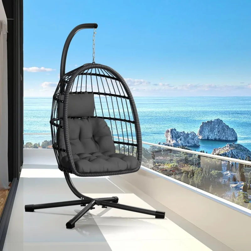 Hanging Egg Chair with Steel Stand - 300 lbs Capacity for Indoor & Outdoor - Image 10