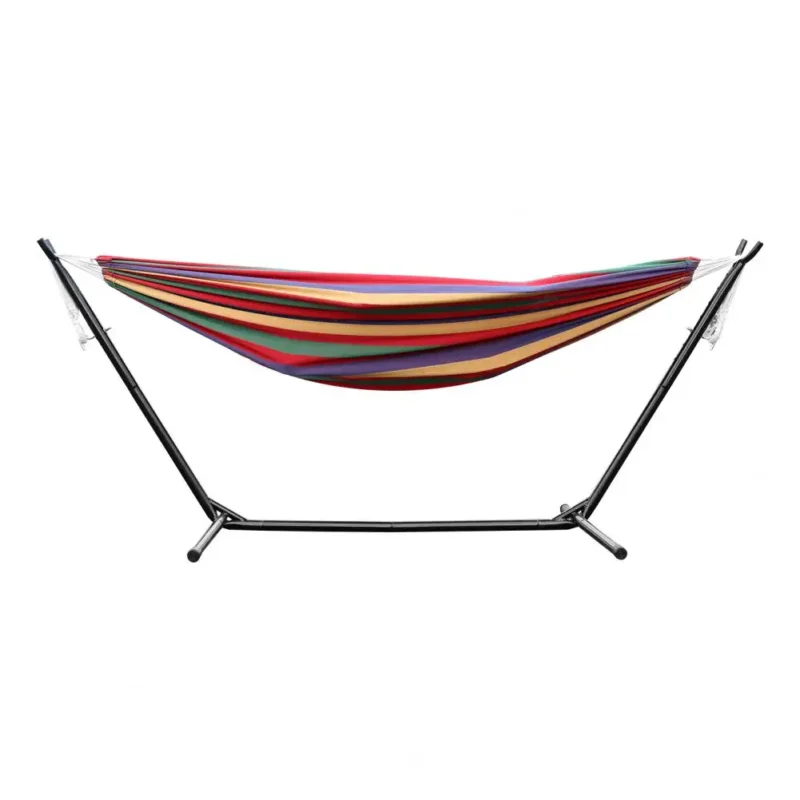 Single-Person Canvas Hammock with Stand and Carrying Bag - 300 lbs Capacity for Indoor & Outdoor - Image 2