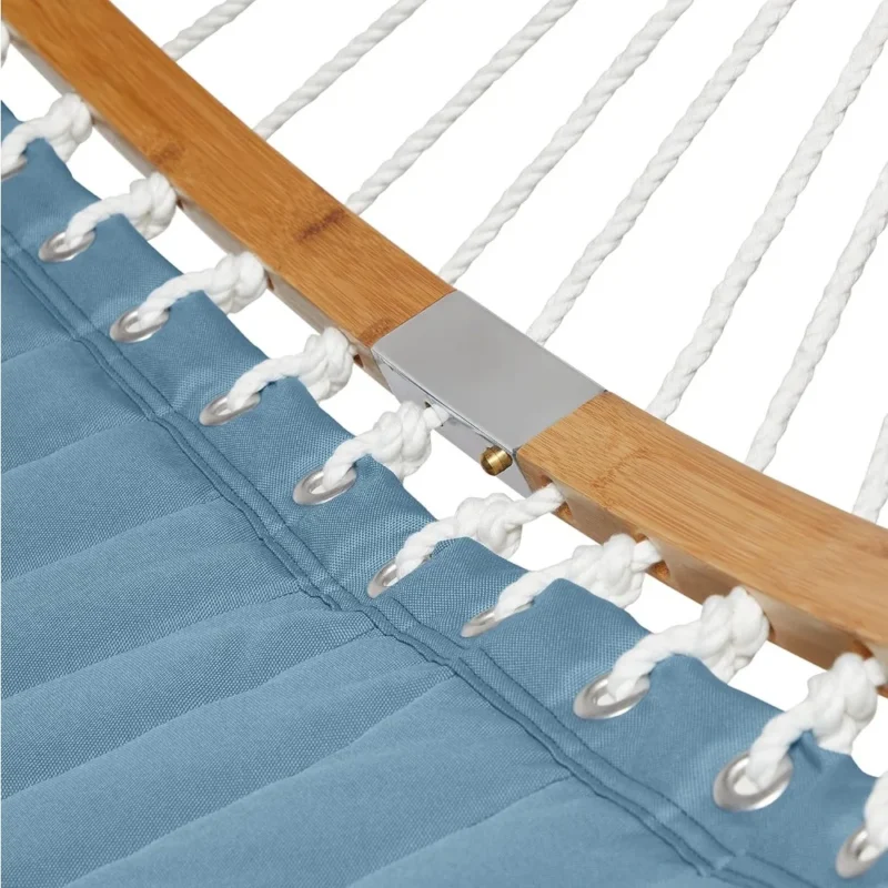 Double Quilted Polyester Hammock with Stand - 450 lbs Capacity for Backyard & Patio - Image 4