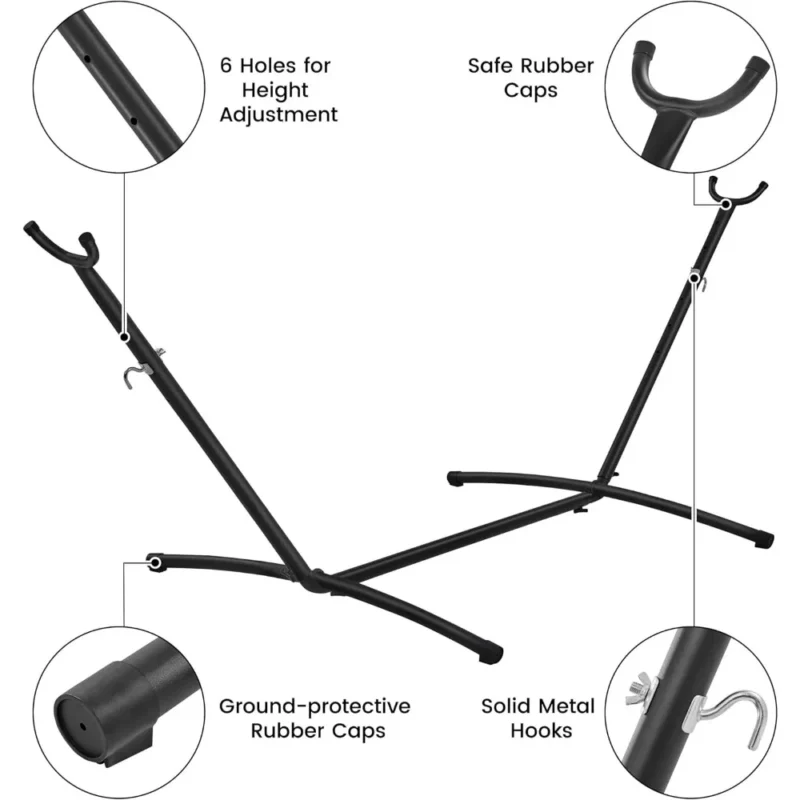 Double Fabric Hammock with Steel Stand - 450 lbs Capacity for Backyard & Patio - Image 4