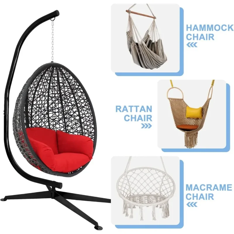 Heavy Duty Metal Hammock Chair C-Stand - 330 lbs Capacity for Indoor & Outdoor Use - Image 3