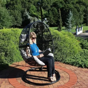 Resin Wicker Hanging Egg Chair with Steel Stand - 265 lbs Capacity for Indoor & Outdoor
