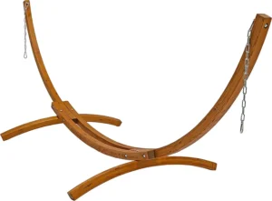 12-Foot Curved Wood Hammock Stand - 400 Pound Capacity Arc Stand for Two-Person Relaxation