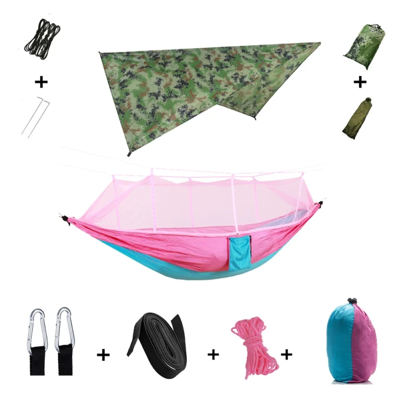 Two-Person Camping Hammock with Mosquito Net and Rain Cover - 440 lbs Capacity for Outdoor Adventures - Image 22