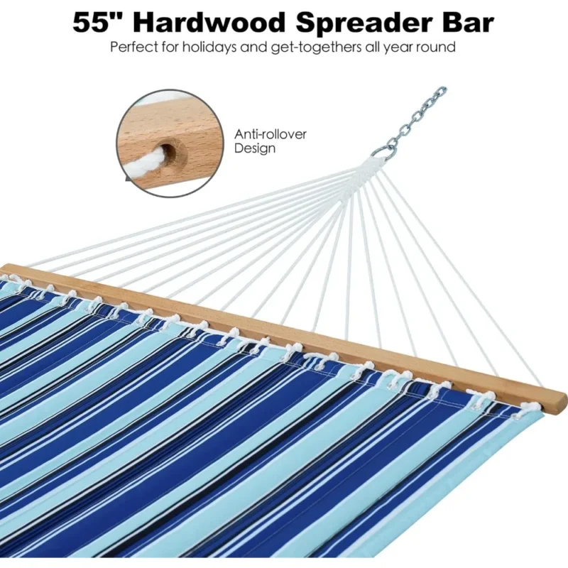 Double Quilted Hammock with Spreader Bars - 475 lbs Capacity for Outdoor Relaxation - Image 5