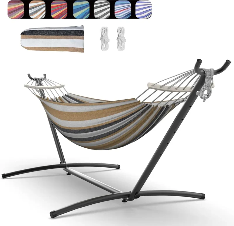 Double Hammock with Steel Stand - 600 lbs Capacity for Indoor & Outdoor Use - Image 11