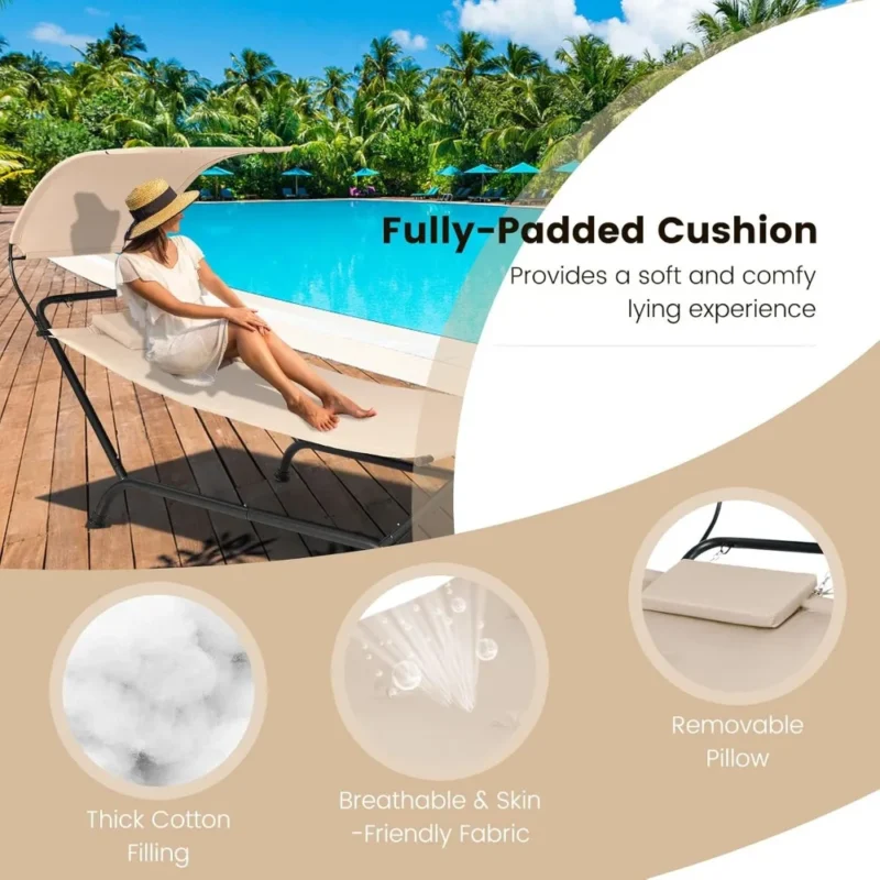 Adjustable Canopy Hammock with Stand - 350 lbs Capacity for Outdoor Relaxation - Image 4
