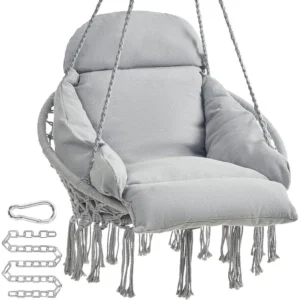Boho Hanging Chair with Thick Cushion - 330 lbs Capacity for Bedroom & Patio