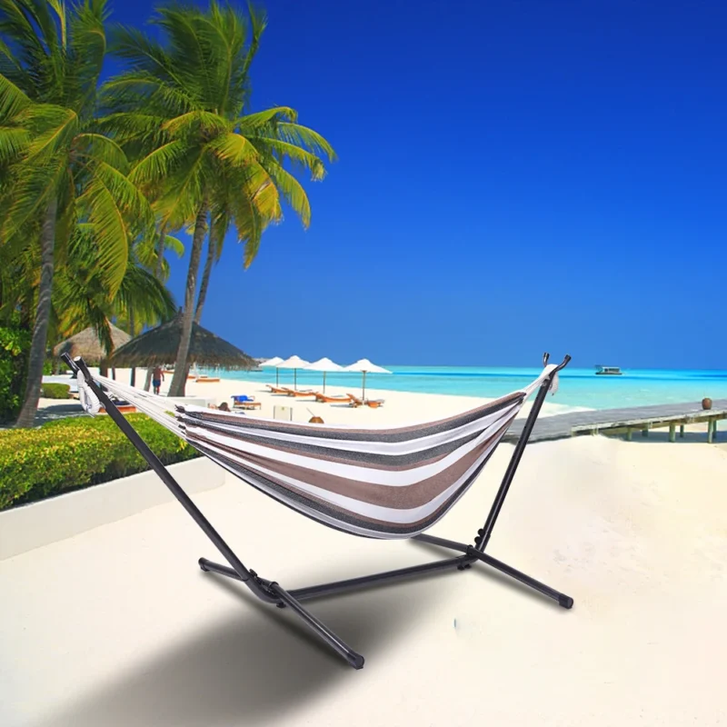 Double Outdoor Hammock with Steel Stand - 450 lbs Capacity for Backyard & Patio