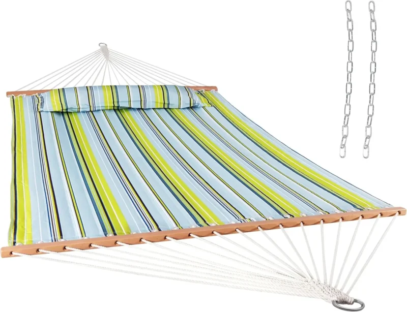Double Quilted Polyester Hammock with Steel Stand - 450 lbs Capacity for Patio & Backyard - Image 10
