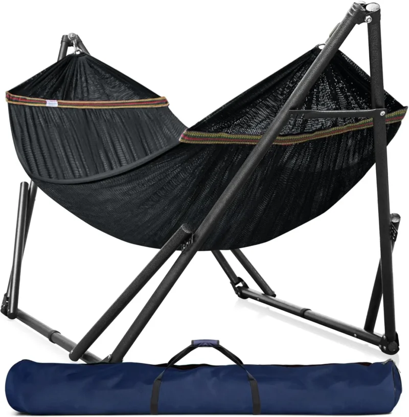 Two-Person Portable Hammock with Instant Fold Stand - 600 lbs Capacity for Camping & Outdoors - Image 9