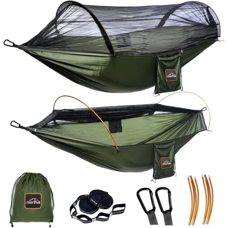 Ultralight Camping Hammock with Mosquito Net - 600 lbs Capacity for Outdoor Adventures - Image 2