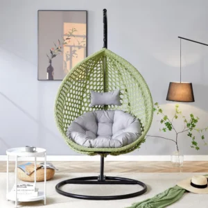 Hanging Egg Chair with Cushions and Stand - 350 lbs Capacity for Indoor & Outdoor Use
