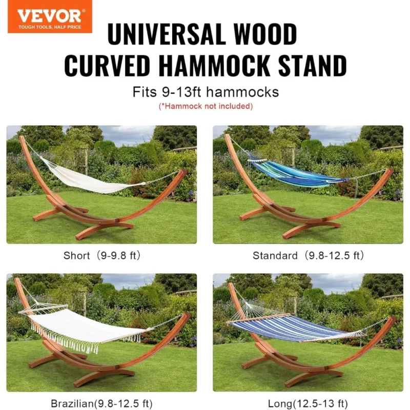 Premium Wooden Arc Hammock Stand - 475 lbs Capacity for Universal 2-Person Hammocks - Image 2