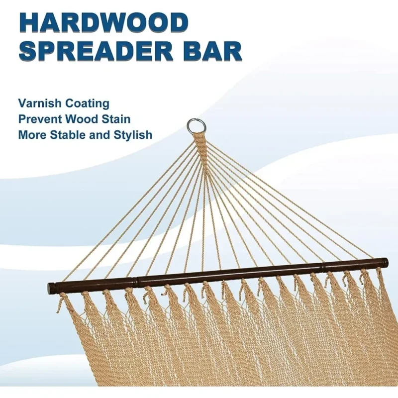 Double Caribbean Rope Hammock with Spreader Bars - 450 lbs Capacity for Patio & Backyard - Image 4